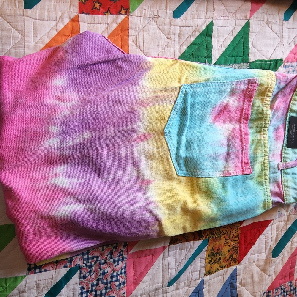 Rainbow tie dye jeans